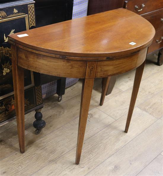 A George III demi lune card table W.91cm